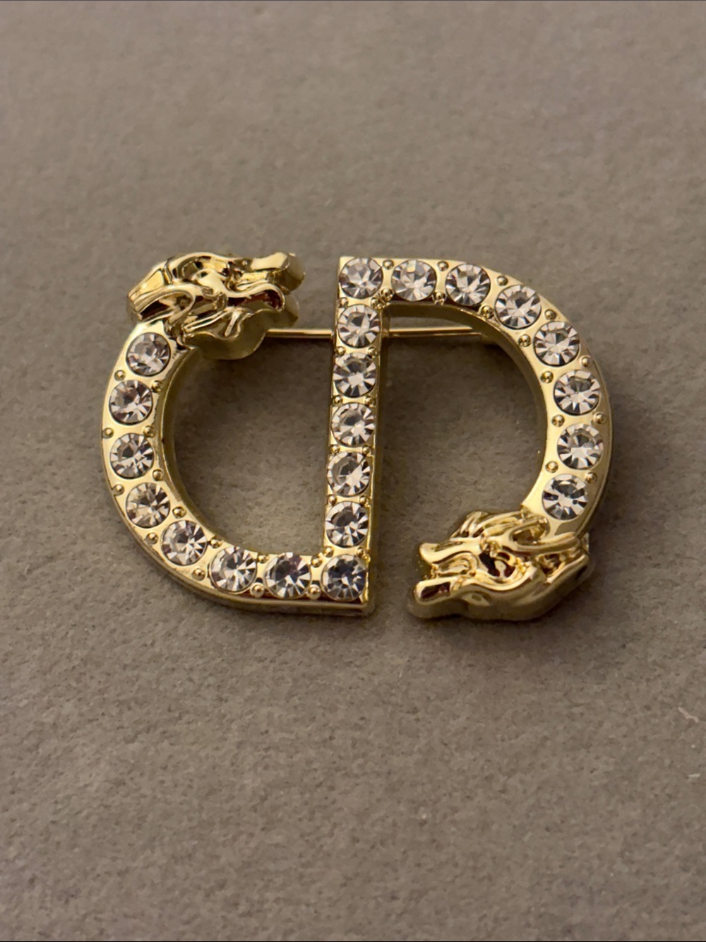 Gold Crystal Dragon Brooch